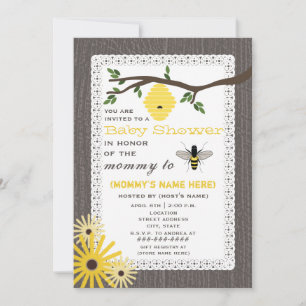 Invitation Le Baby shower à thème des abeilles de miel inspir