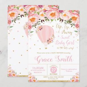 Invitation Le baby shower chaud de ballon à air rougissent