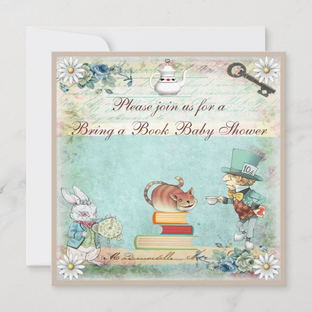 Invitation Le Baby shower d'Alice du livre au pays des mervei (Devant)