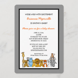 Invitation Le baby shower d'animaux de jungle invite le genre