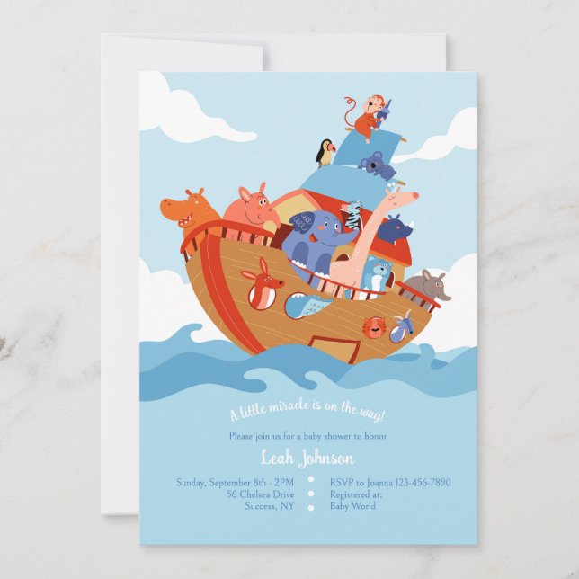 Invitation Le Baby shower d'arche de Noah (Devant)