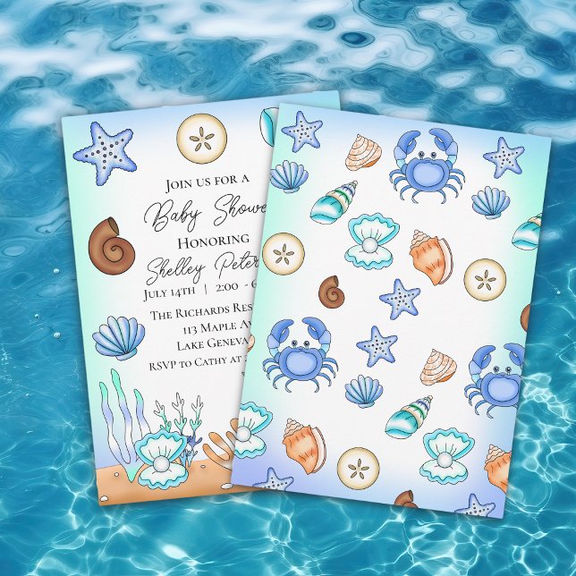 Invitation Le Baby shower De Bord De Mer Bleu (Créateur téléchargé)