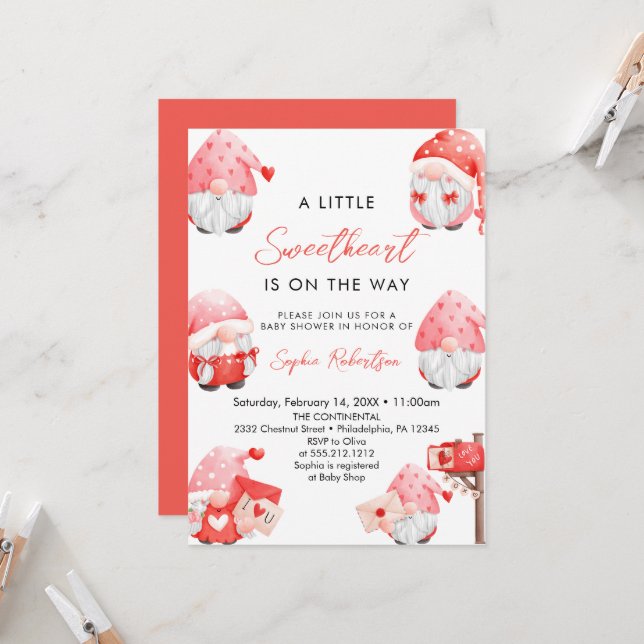 Invitation Le Baby shower de génome de la petite amoureuse Va (Devant/Arrière en situation)