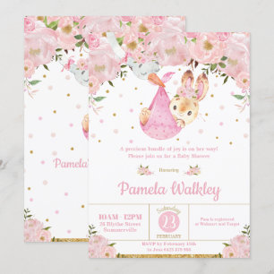 Invitation Le Baby shower de la fille de l'empaquette de Bunn