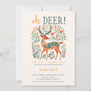 Invitation Le Baby shower de Noël "Oh Deer"