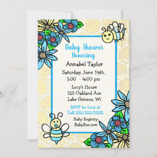 Invitation Le Baby shower de Whimsical Honey Bee Boy