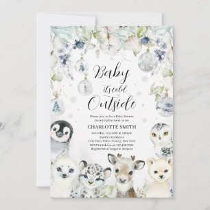 Invitation Le Baby shower des animaux de l'Arctique d'hiver