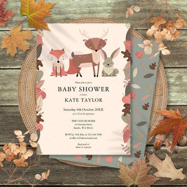 Invitation Le Baby shower des animaux des bois (Woodland Animals Baby Shower Invitation)