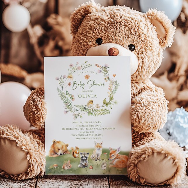 Invitation Le Baby shower des animaux des bois (Créateur téléchargé)