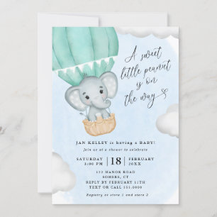 Invitation Le Baby shower des éléphants verts de la petite ar