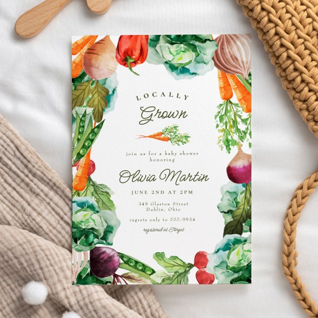 Invitation Le Baby shower des fermiers cultivés localement (Créateur téléchargé)