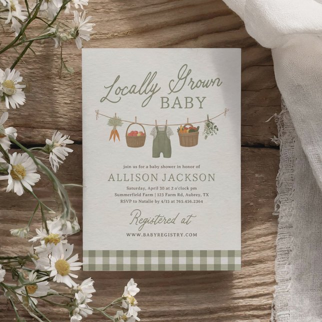 Invitation Le Baby shower des fermiers cultivés localement (Créateur téléchargé)