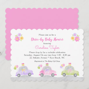Invitation Le Baby shower des filles de la petite voiture et 