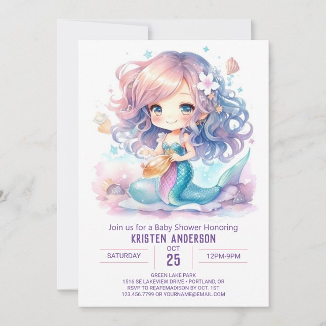 Invitation Le Baby shower des merveilles sous-marines de Merm (Devant)