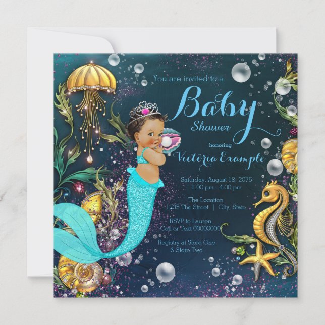Invitation Le Baby shower des sirènes ethniques (Devant)