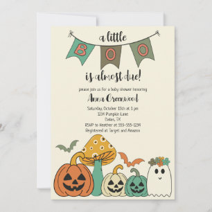 Invitation Le Baby shower d'Halloween des années 70 Little Bo