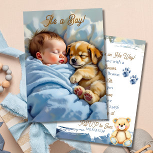 Invitation Le Baby shower du garçon Thème de chiot