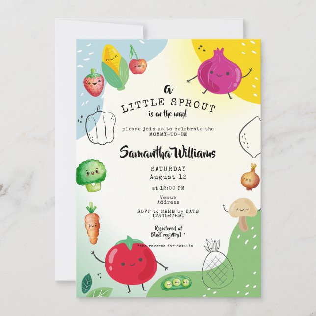 Invitation Le Baby shower Du Marché De Little Sprout Cultivé  (Devant)