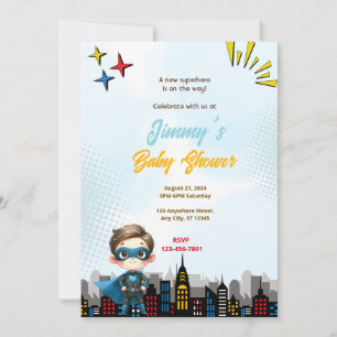 Invitation Le Baby shower du petit Superhero