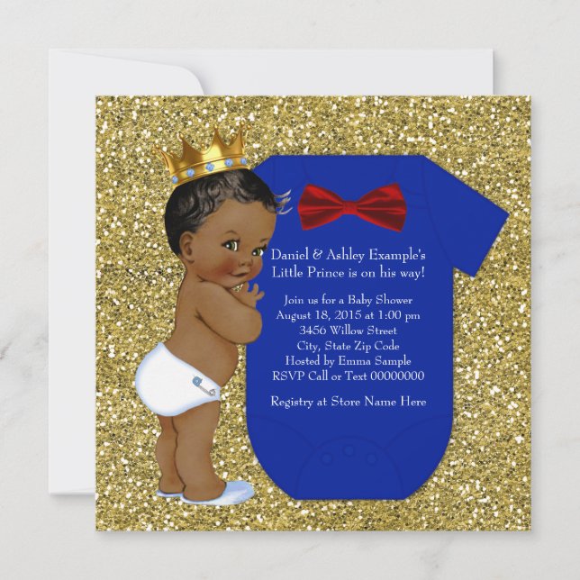 Invitation Le Baby shower du Prince Américain d'origine afric (Devant)