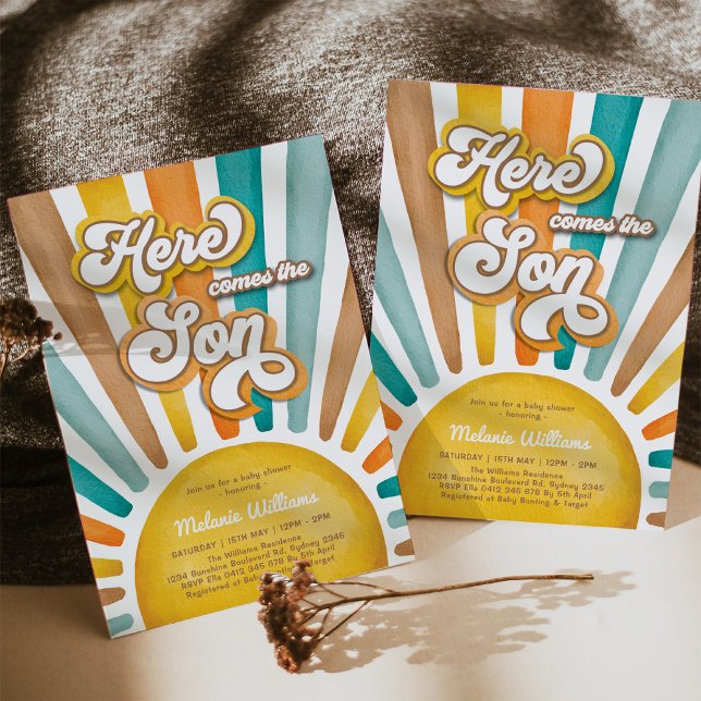 Invitation Le Baby shower du soleil, voilà le fils (Créateur téléchargé)