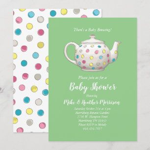 Invitation Le Baby shower du Tea Party Polka Dot Neutral