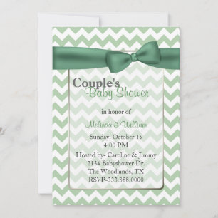 Invitation Le Baby shower élégant du Green Chevron Couple