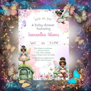 Invitation Le Baby shower Fairy Africain Américain