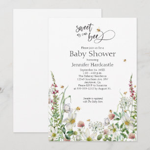 Invitation Le Baby shower Floral Fleur sauvage, aussi doux qu