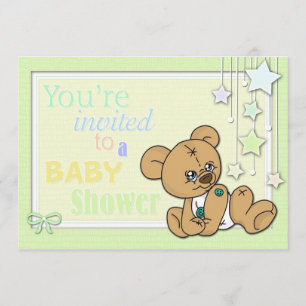 Invitation Le baby shower invitent des ours de bouton