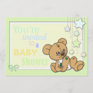 Invitation Le baby shower invitent des ours de bouton
