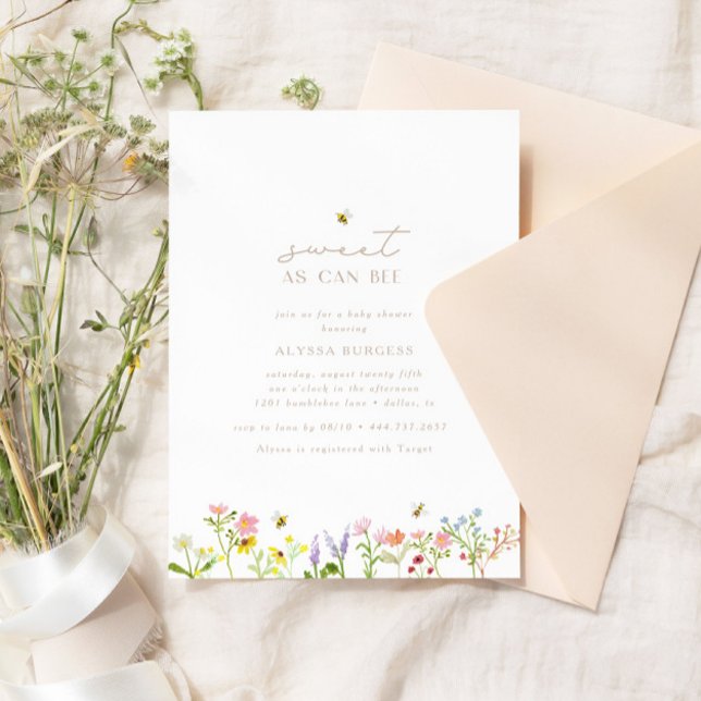 Invitation Le Baby shower Minimal Moderne, Aussi Sucré Que Po (Elegant, modern and simply sweet! Customize the text and background colors with ease.)