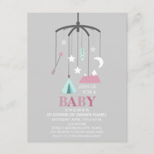 Invitation Le Baby shower moderne de la fille mobile inspiré 