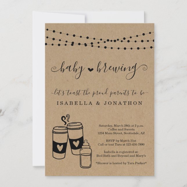 Invitation Le Baby shower neutre de genre du couple de brasse (Devant)