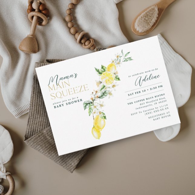 Invitation Le Baby shower principal de Squeeze Citrus Mama (Créateur téléchargé)