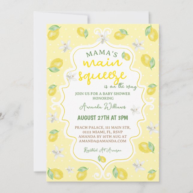 Invitation Le Baby shower principal de Squeeze de Lemon Mama (Devant)