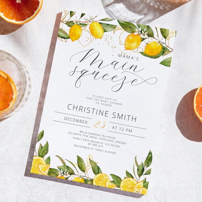 Invitation Le Baby shower principal de Squeeze de Lemon Mama (Créateur téléchargé)