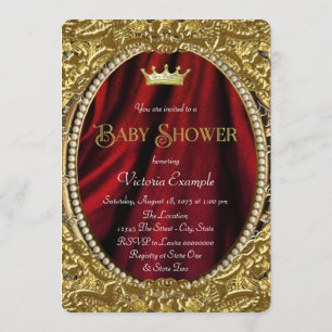 Invitation Le Baby shower royal du rouge et de l'or