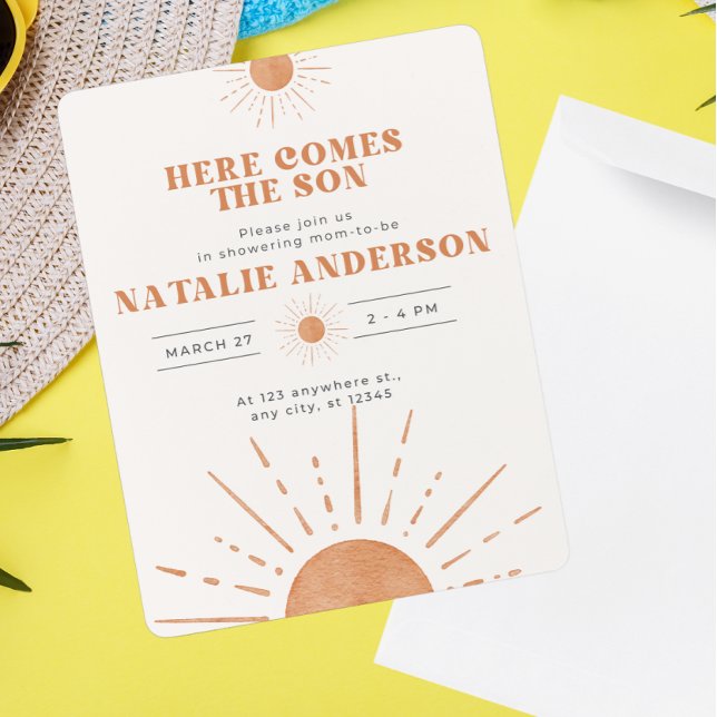 Invitation Le Baby shower Son Orange Sunshine (Créateur téléchargé)