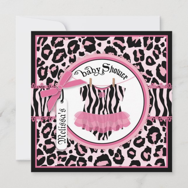 Invitation Le Baby shower Tutu de l'étoile rock rock rose Che (Devant)
