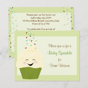 Invitation Le bébé arrosent l'invitation en verts de neutre