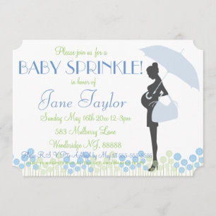 Invitation Le bébé bleu de silhouette arrosent