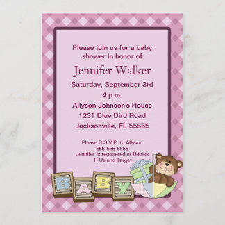 Invitation Le bébé bloque le baby shower - rose