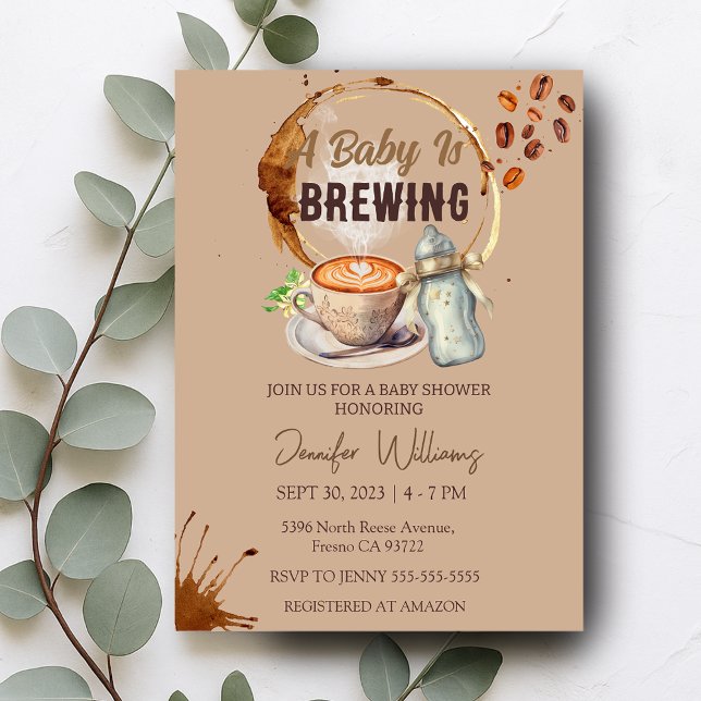 Invitation Le bébé brasse du Baby shower de café (Baby is Brewing Coffee Baby Shower Invitation)