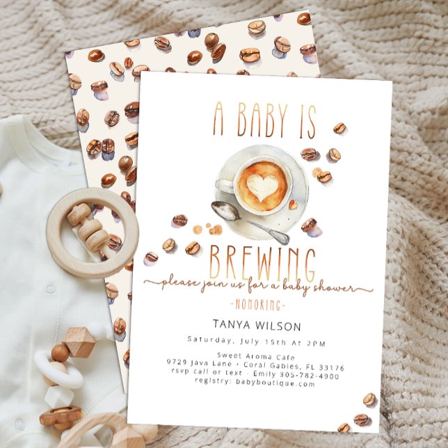 Invitation Le bébé brasse du Baby shower de café | Modifiable (A Baby Is Brewing Baby Shower)