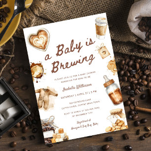 Invitation Le bébé brasse du café Baby shower Brown