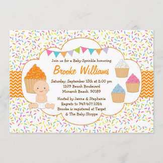 Invitation Le bébé de petit gâteau arrosent le neutre