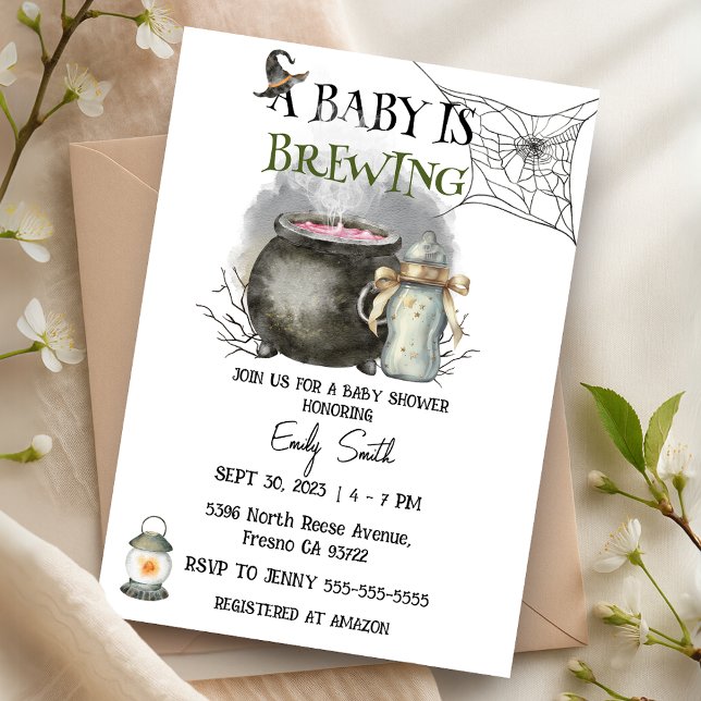 Invitation Le bébé d'Halloween brasse le Baby shower (Halloween Baby is Brewing Baby Shower Invitation)