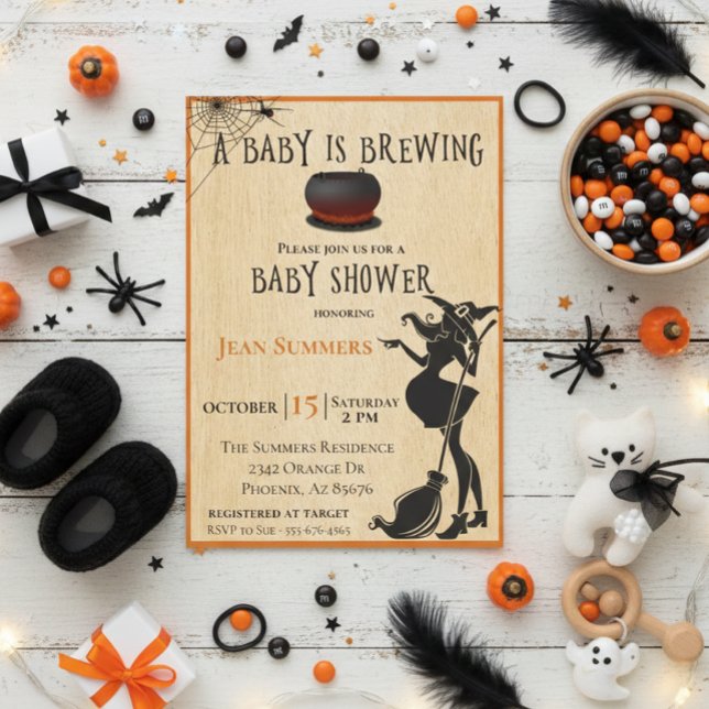 Invitation Le bébé d'Halloween brasse le Baby shower de sorci (Créateur téléchargé)