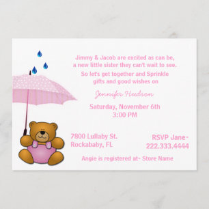 Invitation Le bébé d'ours de nounours arrosent l'invitation